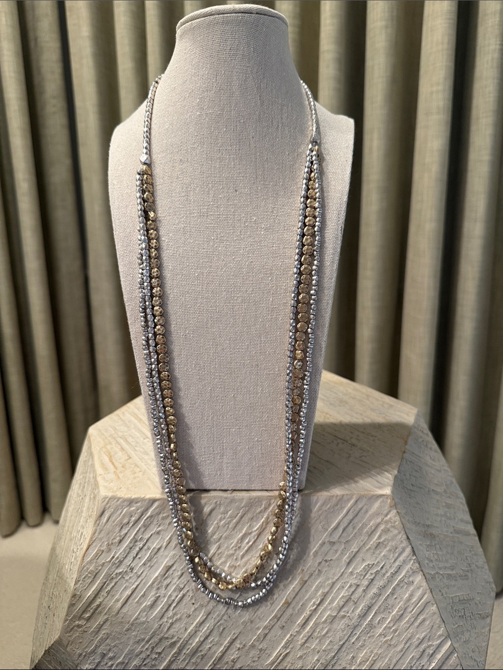 Lucky Brand Three strand, silver and gold Necklace